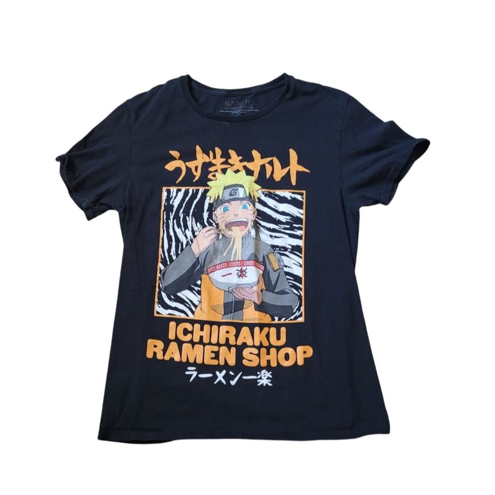 VTG Naruto Mens Size M 2002 Black Graphic Tee Streetwear‎ Y2K Anime Ramen